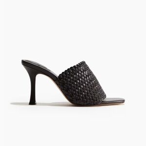 H&M Black Braided brown High Heel Mules size 9